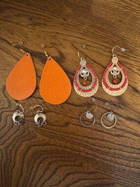 Bohemia Orange and Gold Teardrop Earring bundle of 4 sets